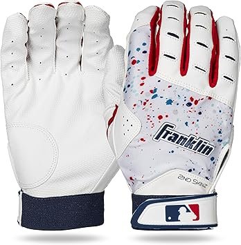 Guantes de bateo Franklin Sports MLB 2nd Skinz - Juvenil XS - Blanco/Azul