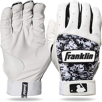 Guantes de bateo Franklin Sports MLB Digitek - Adulto XL - Blanco/Gris/Negro Digi