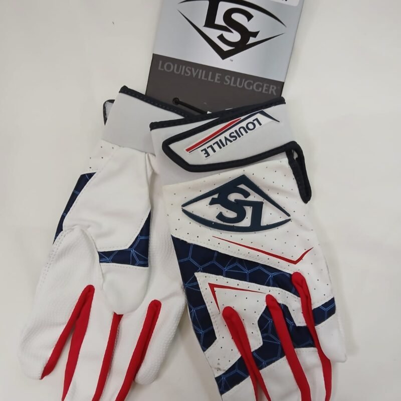 Guantes de bateo para adultos M,Louisville Slugger - Blanco/Azul/Rojo