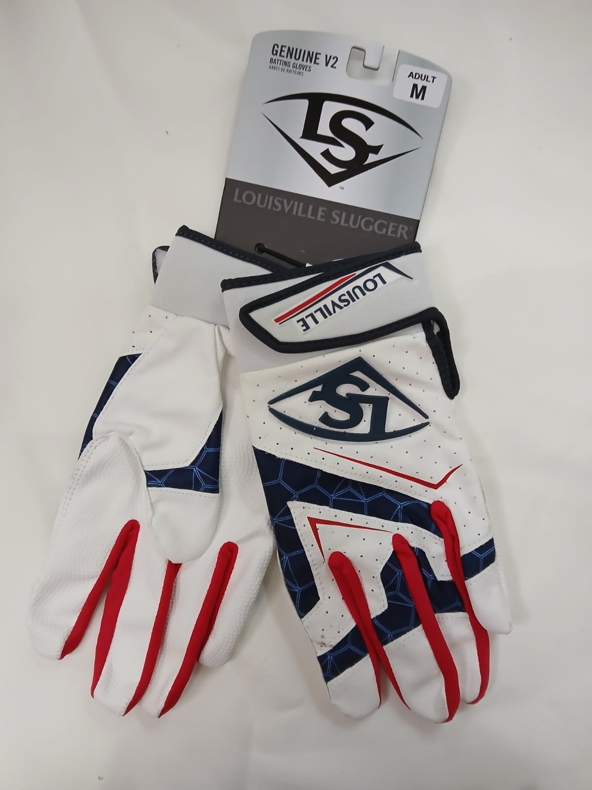 Guantes de bateo para adultos M,Louisville Slugger - Blanco/Azul/Rojo