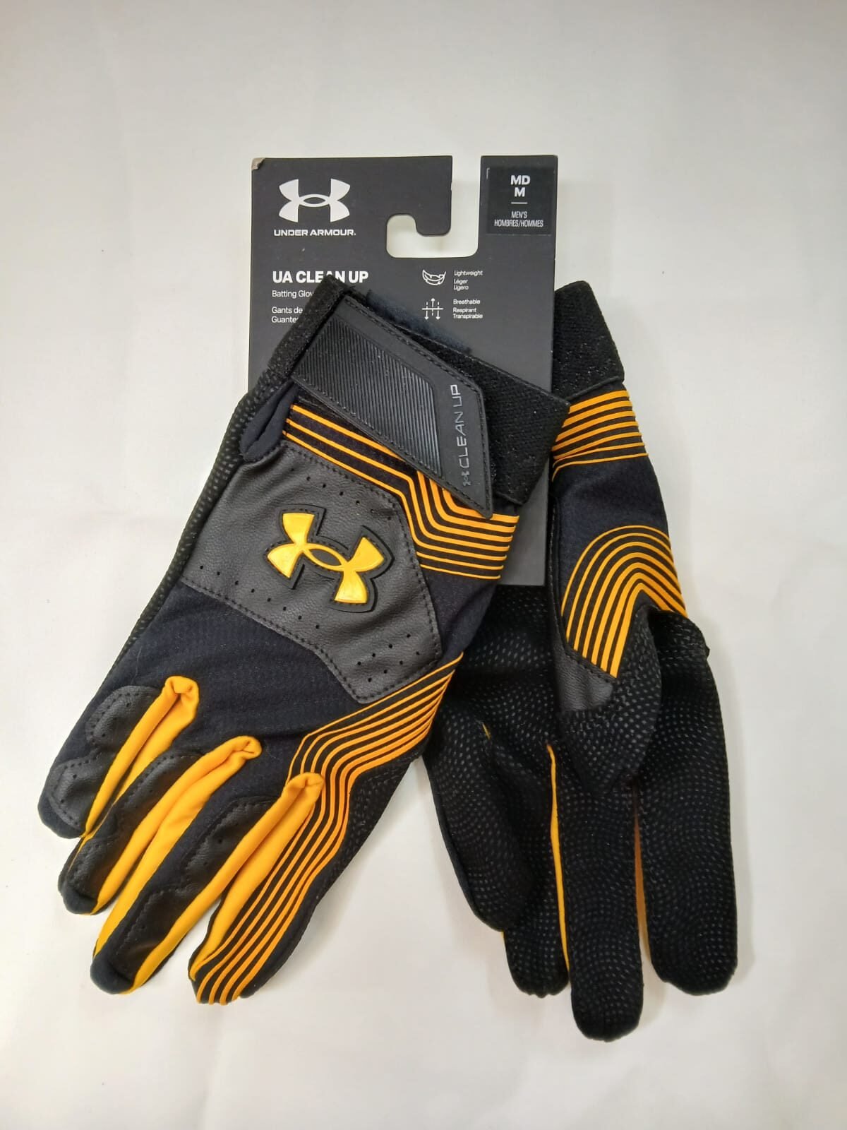 Guantes de bateo para adultos M, Under Armour CLEAN UP - Negro/Amarillo