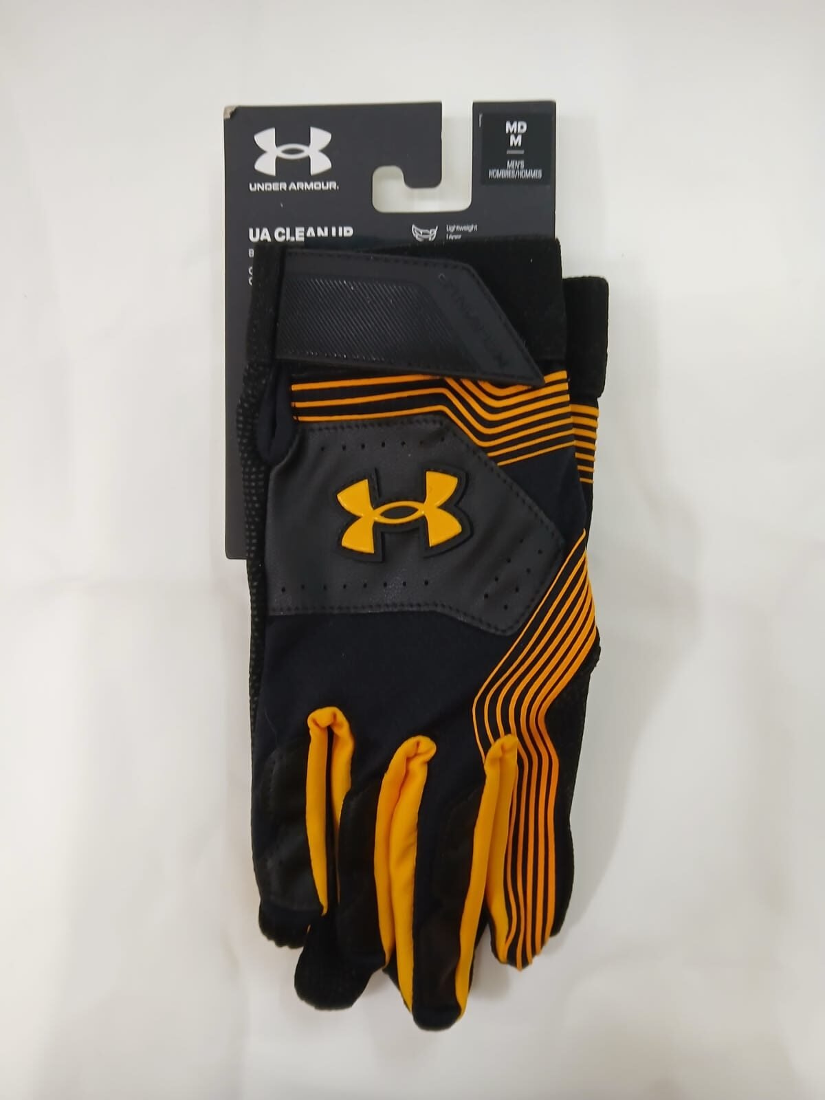 Guantes de bateo para adultos M, Under Armour CLEAN UP - Negro/Amarillo - Imagen 2